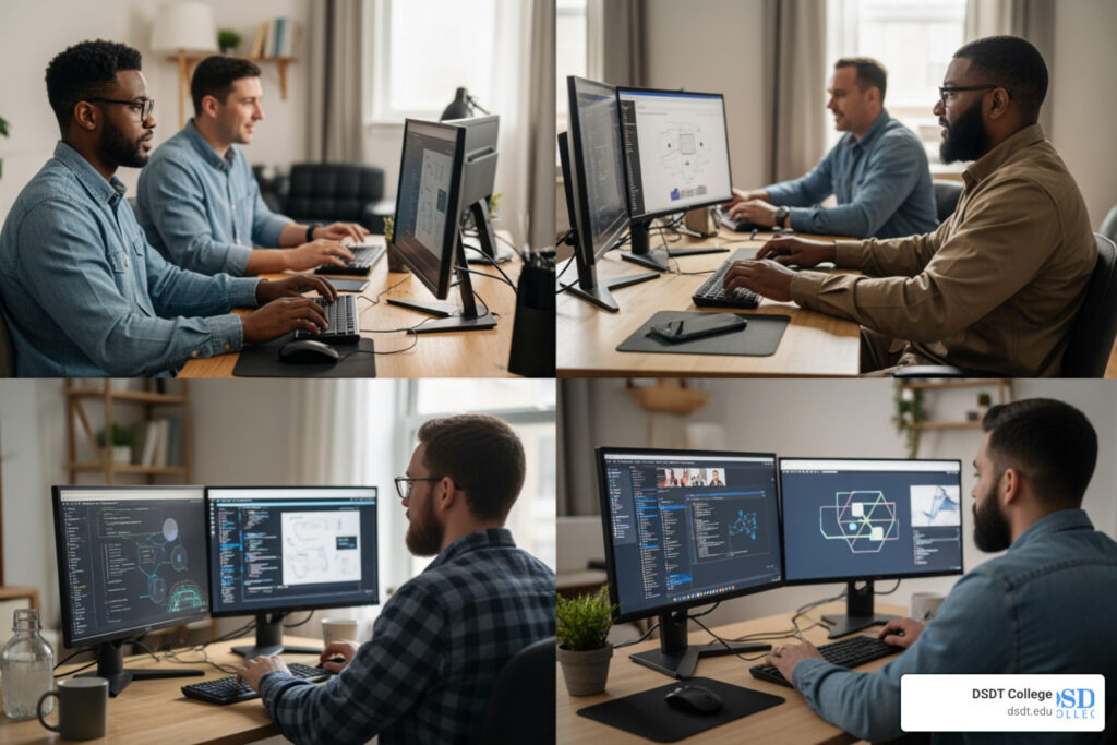 Veterans participating in a virtual AI training cohort - veteran AI career courses