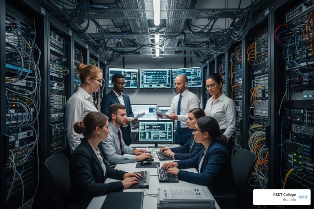 IT professionals in a server room - veteran tech certification programs